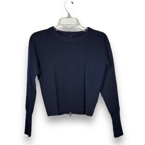 J. Crew Navy Blue 100% Merino Wool Zipper Detail Sweater Size Small - "Kayla"